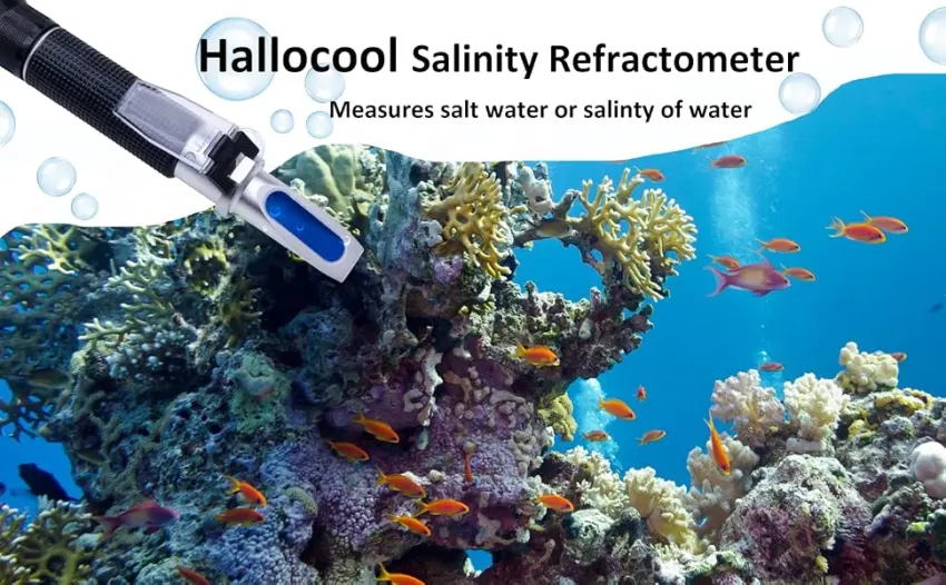 Salinity Refractometer for Aquarium, Marine Monitoring, Saltwater Testing, Dual Scale Salinity Tester 0-100 PPT& 1.000-1.070 Specific Gravity Saline Seawater Refractometer Hydrometer with ATC - Salinity Refractometer