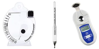 Salinity Refractometer for Aquarium, Marine Monitoring, Saltwater Testing, Dual Scale Salinity Tester 0-100 PPT& 1.000-1.070 Specific Gravity Saline Seawater Refractometer Hydrometer with ATC - Seawater hydrometer
