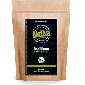 Organic Basil Leaves 250g - lat. Ocimum basilicum - for seasoning Mediterranean dishes - controlled and certified - Basilic en feuilles