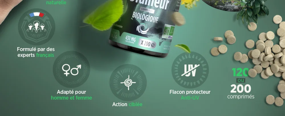 Plant Complex - Organic Drainer - 431 mg - Dandelion Artichoke Black Radish Linden Sapwood - 200 Tablets - product information 4