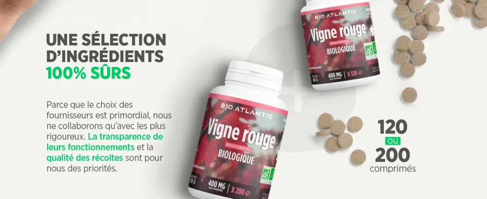Organic Red Vine - 400 mg - 400 tablets - Bio Atlantic - image 4