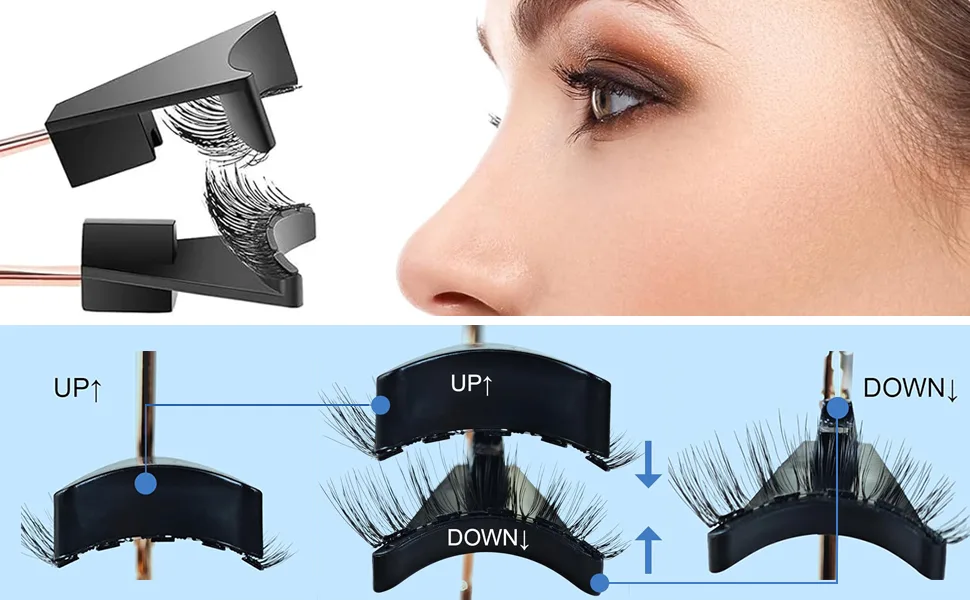 Fengyang Magnetic False Eyelashes Magnetic Eyelashes Kit Magnetic Eyelashes with Applicator Waterproof Eyelashes Reusable Lower Magnetic Eyelashes No Glue Required - method