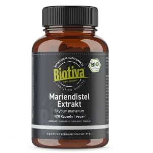 Organic Milk Thistle Extract - 80% Silymarin Highly Dosed - 120 Capsules for 500mg - Biotiva - Extrait de Chardon-Marie