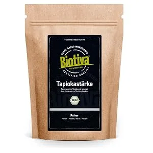 Biotiva Tapioca Starch 1000 g Gluten Free - Ideal for Baking Thickening Bedding Mochi - Bottled and Controlled in Germany - Amidon de tapioca