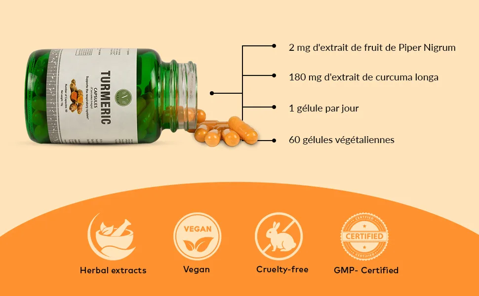 Vanan Turmeric Capsules | Pure Turmeric & Black Pepper | Herbal Turmeric Supplement for Skin & Respiratory System - product information 3