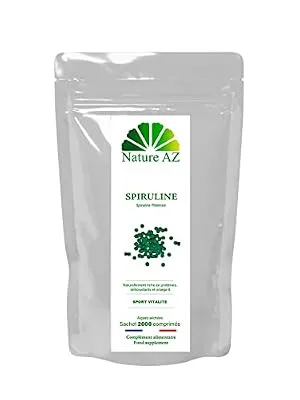 Spirulina | ECO Pack | Antioxidant | Sports Training | Iron | Protein | Sleep | 2000 Tablets 250mg | Made in Occitania | Nature AZ - product information 1