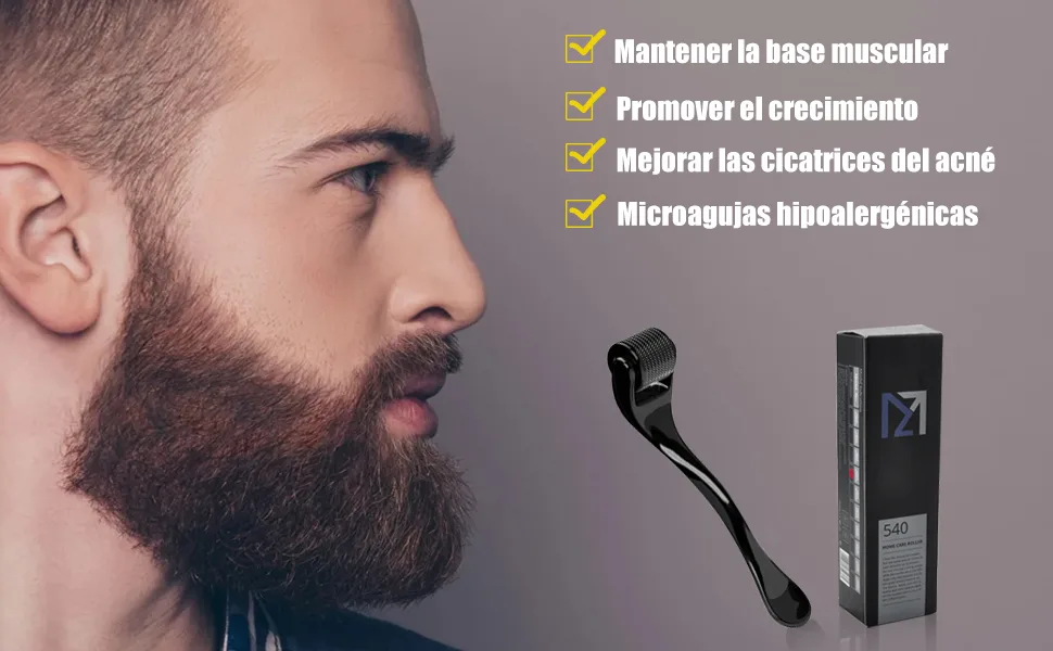 LATTCURE Dermaroller 0.5mm 540 Titanium Needles Roller Beard Derma Roller Beard Growth Roller Derma Roller for Men Stim - dermaroller