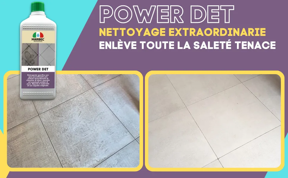 MARBEC POWER DET 5LT Porcelain stoneware detergent for extraordinary cleaning to remove halos stains and possible installation residue. - Marbec power det gres cerame nettoyage extraordinarie