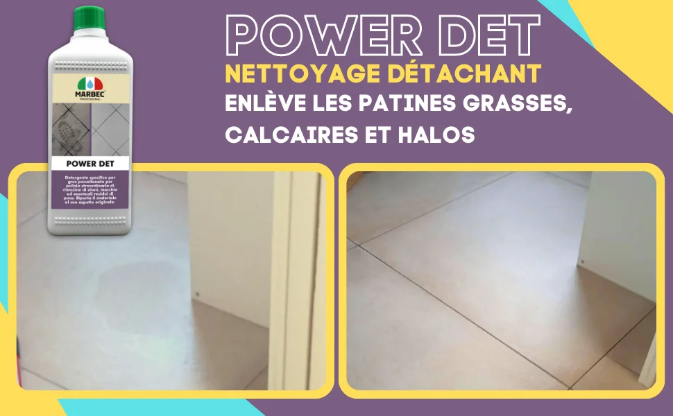 MARBEC POWER DET 5LT Porcelain stoneware detergent for extraordinary cleaning to remove halos stains and possible installation residue. - Marbec power det gres cerame nettoyage extraordinarie