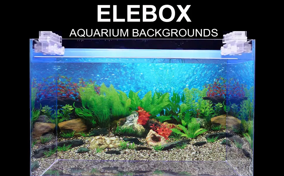 ELEBOX New 20" x 48" Fish Tank Background 2 Sided River Bed & Lake Background Aquarium H:19.5"x L:48" A - Aquarium Backgrounds
