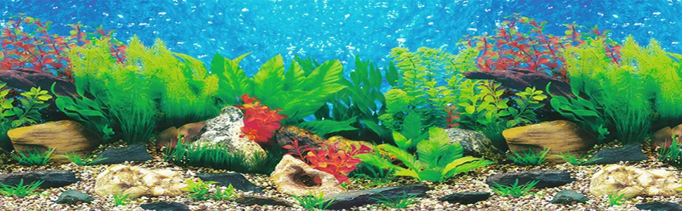 ELEBOX New 20" x 48" Fish Tank Background 2 Sided River Bed & Lake Background Aquarium H:19.5"x L:48" A - Fish Tank Background