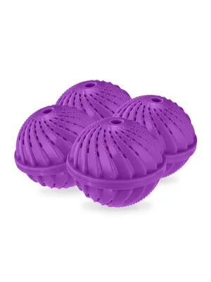 Relaxdays Washing Balls Pack of 4 for Washing Machine Protects the Environment and Skin No Detergent Purple - product information 2
