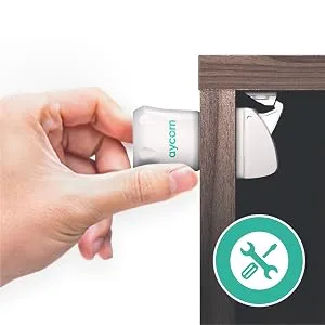 AYCORN Magnetic Cabinet Locks Child Safety (10 Locks & 2 Keys), Child Proof Locks for Cabinet Doors 10 Pack - Easy Install No Screws or Drilling - cabinet lock