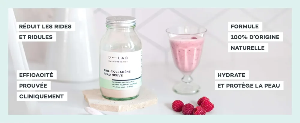 D-LAB Pro-Collagen New Skin | 14 Sticks - Anti-Aging Dietary Supplement | Visibly Reduces Wrinkles Deeply Moisturizes with a Natural Formula with Raspberry Flavor - carrousel peau