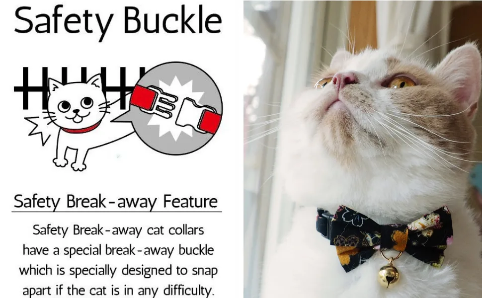 Necoichi Kimono Bow Tie Cat Collar Black - product information 3
