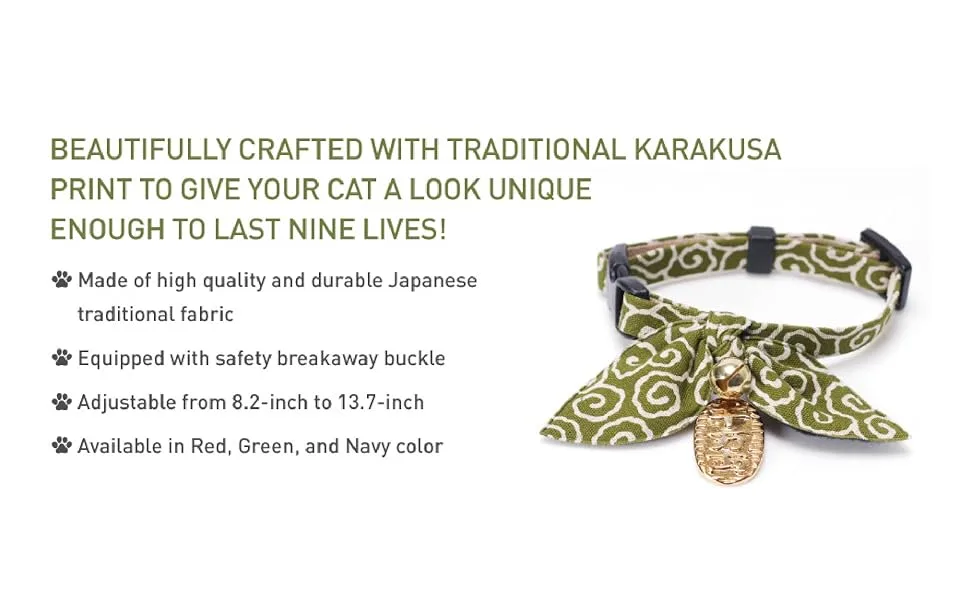 Necoichi Ninja Cat Collar Green - necoichi cat1st catfirst cat happydiniing dining raised food bowl raised water bowl