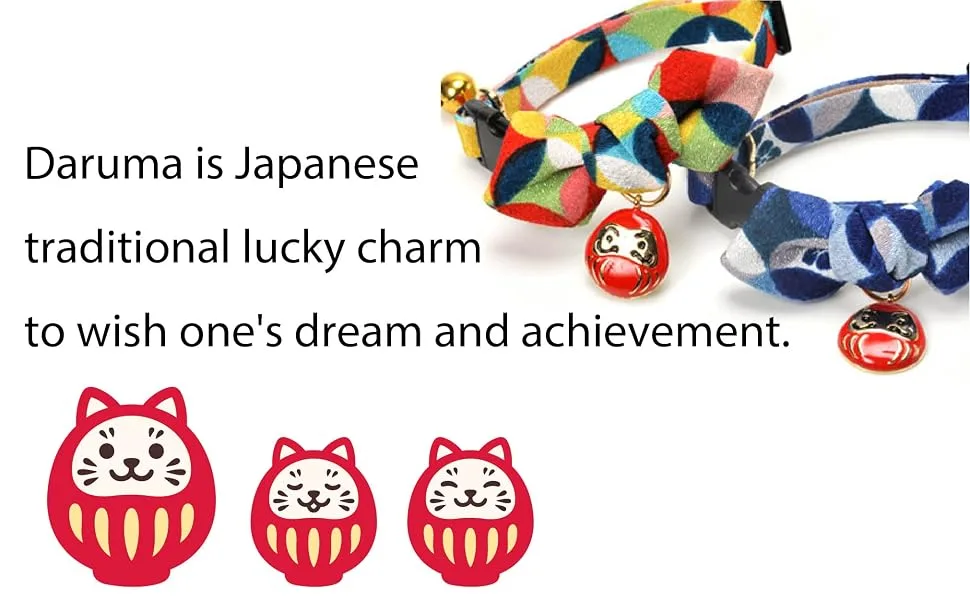 Necoichi Daruma Charm Bow Tie Cat Collar Red - necoichi cats1st cat1st cat kitty cat collar Japan
