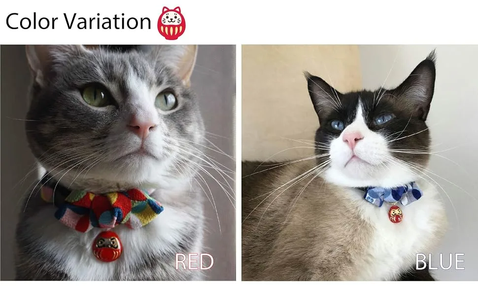 Necoichi Daruma Charm Bow Tie Cat Collar Red - necoichi cats1st cat1st cat kitty cat collar Japan