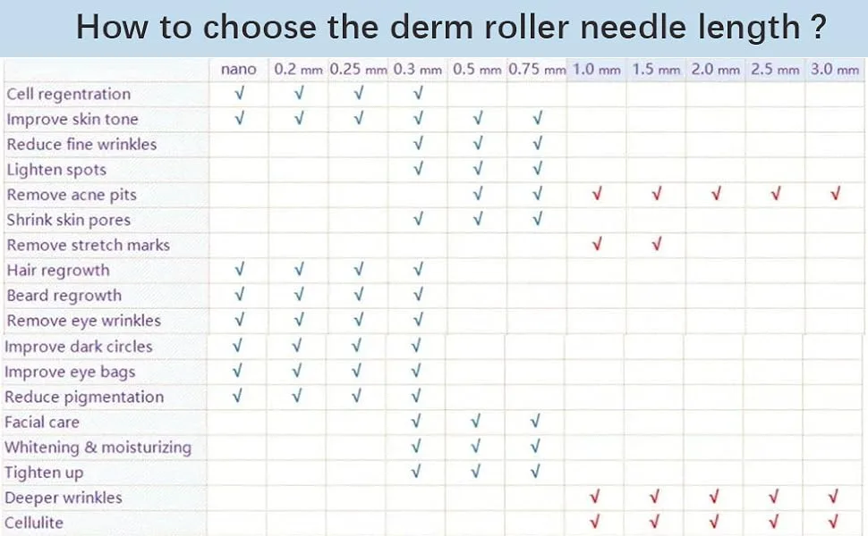 Titanium Micro Needle Derma Roller for Face and Body Care Help Men Beard Growth Reduce - comment choisir le rouleau derma