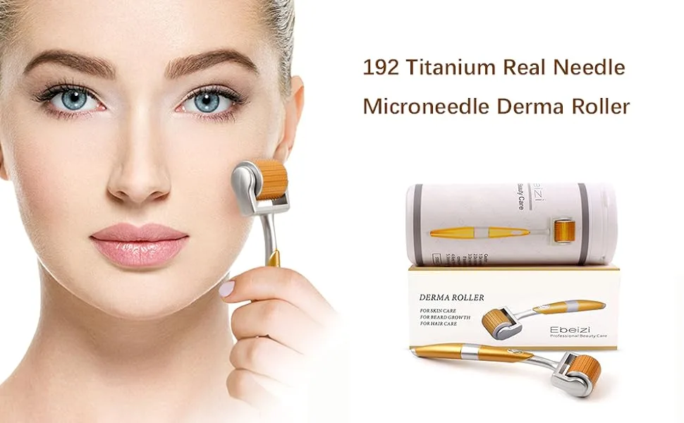 Titanium Micro Needle Derma Roller for Face and Body Care Help Men Beard Growth Reduce - Derma Roller pour soins de la peau et de la barbe, rouleau derma en titane à micro-aiguilles