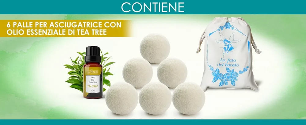 6 Pack Wool Dryer Balls Dryer Balls Wrinkle Remover Hair Catcher with Tea Tree Essential Oil  - TEATREE