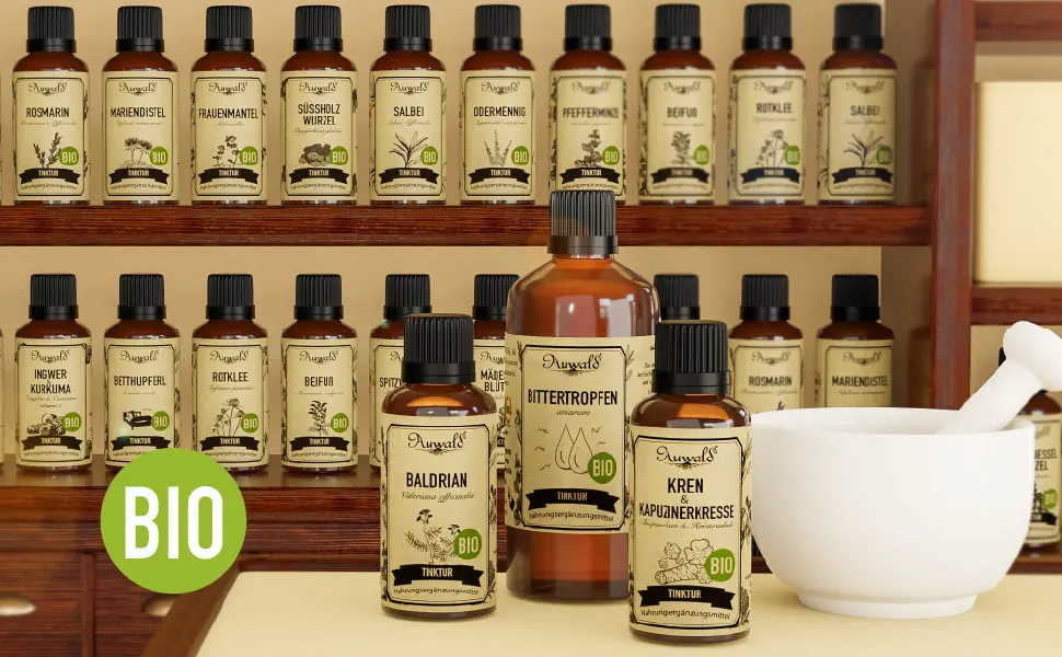 Auwald Organic Valerian Drops - High Quality Extract Essence and Dye - 100% Organic Farming No Artificial Additives or Dyes Made in Austria - 100ml - Auwald Gouttes d