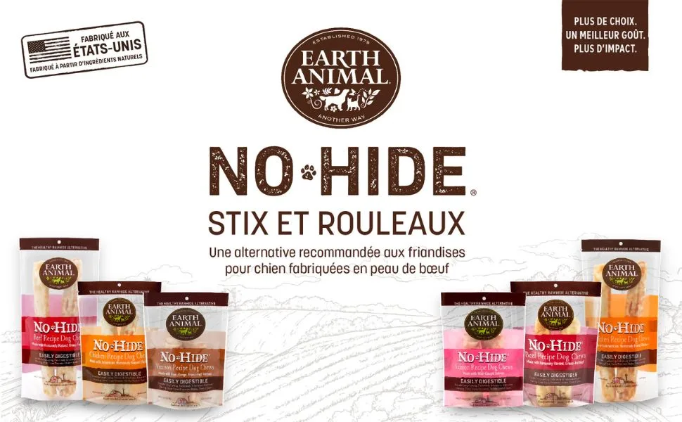 Earth Animal No Hide Stix Small Dog Chews with Natural Skinless Beef Long Lasting Chew Bones | Treats - No Hide