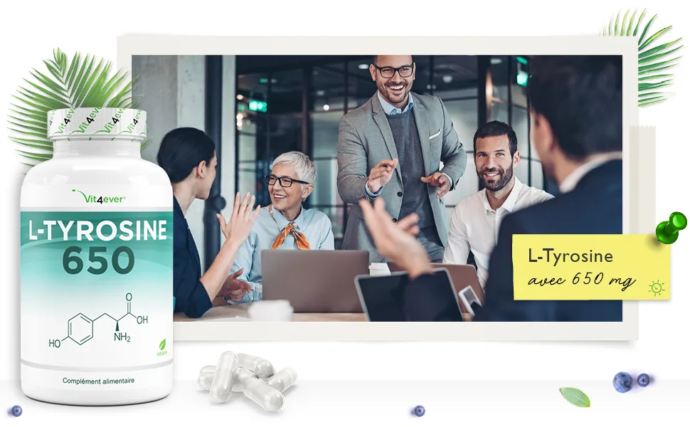 L-Tyrosine - 240 capsules - 1300 mg per daily serving - 4 months supply - Vegan - High dosage - Amino acid - B07HFLBDY7