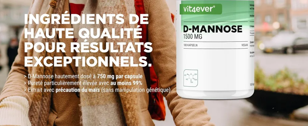 D-Mannose - 180 capsules - 1500 mg per daily serving - Premium: From vegetable fermentation - High dosed - Natural - Vegan - D-Mannose - 180 gélule