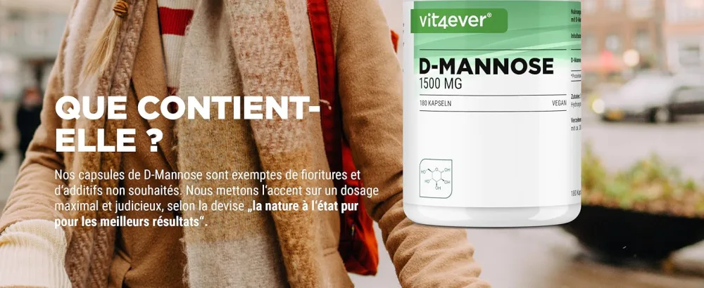 D-Mannose - 180 capsules - 1500 mg per daily serving - Premium: From vegetable fermentation - High dosed - Natural - Vegan - D-Mannose - 180 gélule