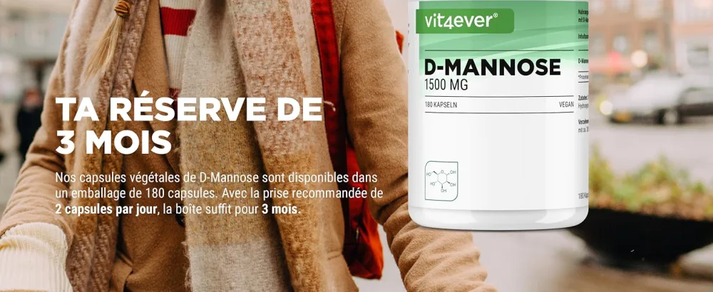 D-Mannose - 180 capsules - 1500 mg per daily serving - Premium: From vegetable fermentation - High dosed - Natural - Vegan - D-Mannose - 180 gélule