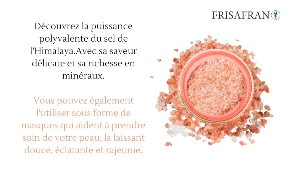 FRISAFRAN | Himalayan Pink Salt Coarse 1kg | grain salt | 100% natural and unrefined | High mineral content | Origin Pa - sel 2