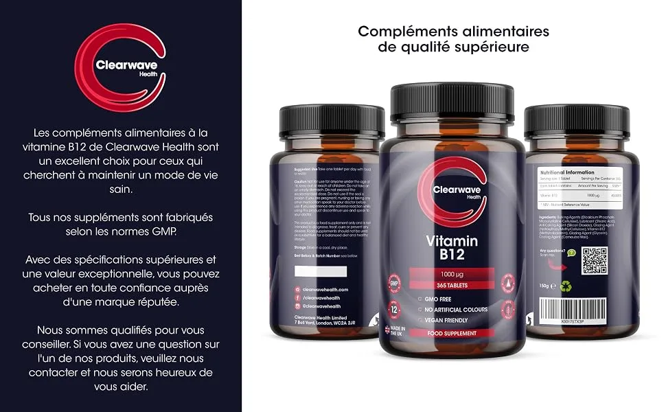 Vitamin B12 High Strength 1000mcg - 365 Tablets (One Year Supply) Vegan B12 Tablets Methylcobalamin - Vitamine B12