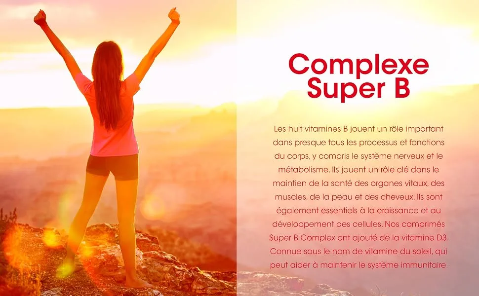 Super powerful B vitamin complex - 8 B vitamins: B1 B2 B3 B5 B6 B12 Biotin Folic acid and Vitamin D3-6 months supply - Clearwave Health - Vitamines B
