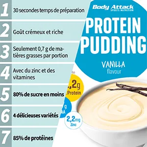 Body Attack Protein Pudding Sports Supplement Cookies/Cream 210g - product information 2