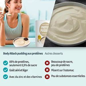 Body Attack Protein Pudding Sports Supplement Cookies/Cream 210g - proteine