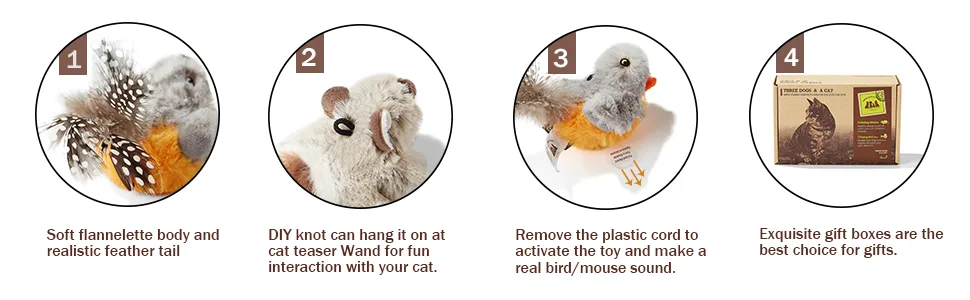 Three Dogs & A Cat Interactive Cat Toys Automated Moving Mouse Lifelike Squeaking Indoor Mice Toy Brown - cat toy