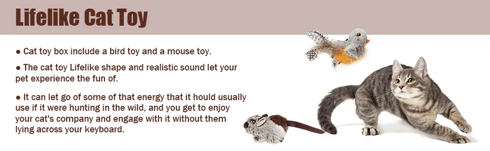 Three Dogs & A Cat Interactive Cat Toys Automated Moving Mouse Lifelike Squeaking Indoor Mice Toy Brown - interactive cat toy