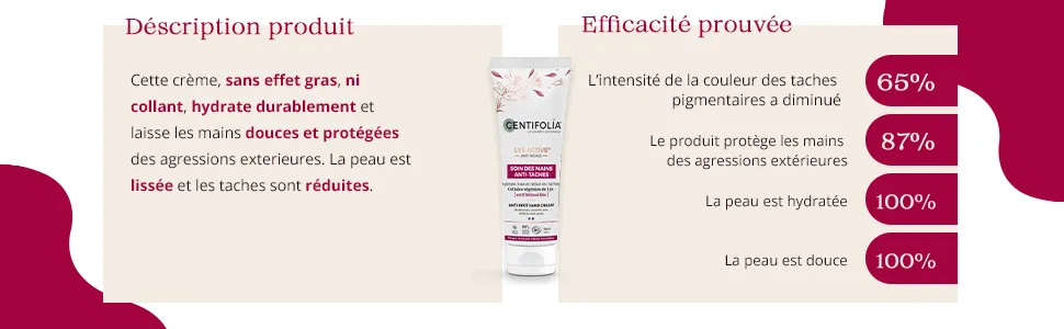 CENTIFOLIA | Anti-Stain Hand Care | Hands Protected from Aggression | Decrease in the Color of Spots | Smooth Skin and Reduced Spots | Made in France | Organic | Vegan | 50ml - Soin des mains - CENTIFOLIA