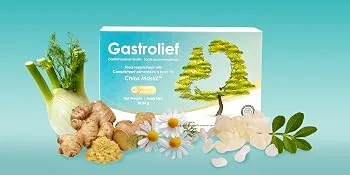 GASTROLIEF Advanced Digestive Support Anti-Reflux & Anti-Bloating | Natural Formula with Chios Putty Chamomile Ginger Fennel | Gluten Free | 40 Capsules - Gastrolief