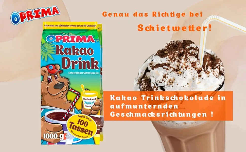 OPRIMA Pack of 5 Cocoa Drinks Cocoa Powder Soluble Drink Chocolate 1 kg Value Pack for the Whole Family - boisson chocolat chaud boisson chocolat cacao