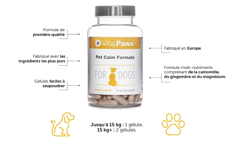Calming Formula for Dogs | Natural Formula with Ginger & Chamomile Extracts | 120 Capsules | SimplySupplements - Formule calmante pour Chien