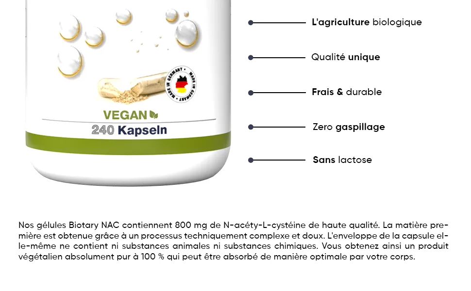 NAC 800 mg - 240 Capsules - For 8 Months - Pill Box Included - High Dosed - Vegan - Premium Quality - Antioxidant & Detoxifying - Made in Germany - product information 3