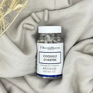 Roches Marines - Oyster Shell Dietary Supplement - Natural Calcium - Bone Capital - Bone Comfort - 100 Capsules - Developed in France - Coquille d
