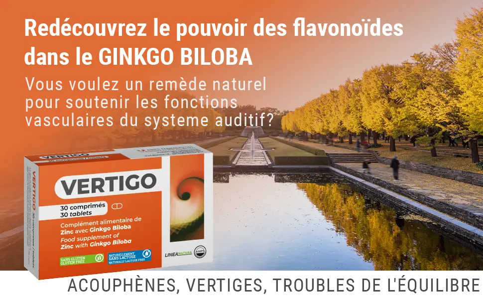 Vertigo Tinnitus Buzzing Ear Dizziness Dietary Supplement with Zinc Ginkgo Biloba 30 Tablets Agips - flavonoides