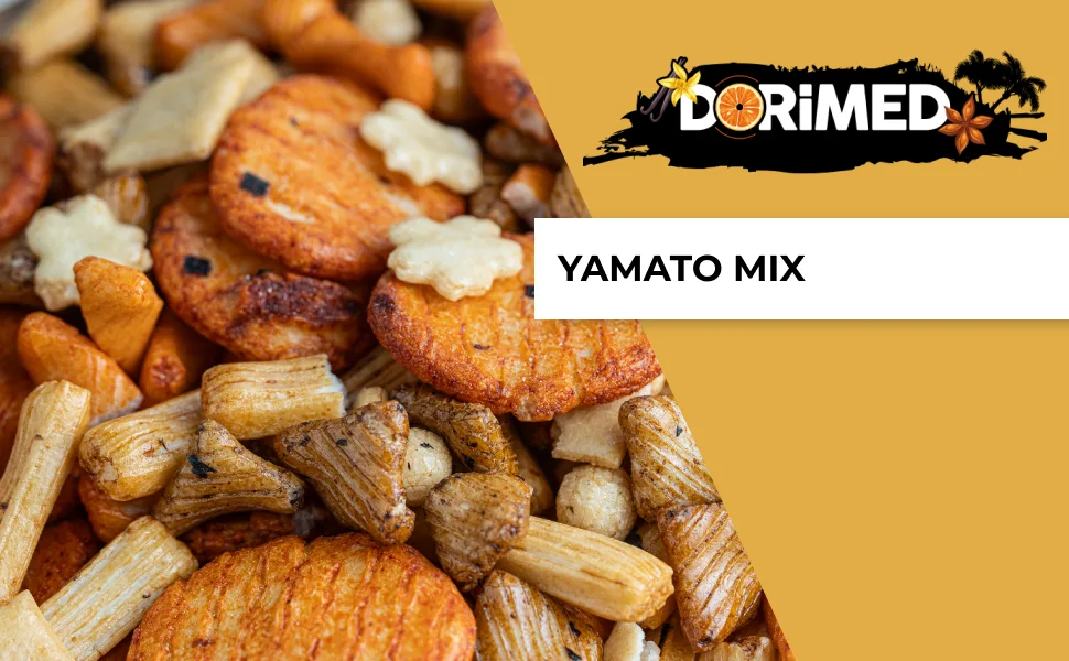 Yamato Rice Crackers in 1 kg Pack | Aperitif Mix with Different Asian Flavors | Slightly Spicy Fried Rice Sticks | With a Pi - A YAMATO