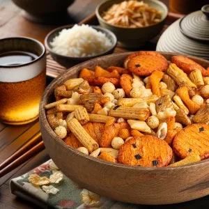 Yamato Rice Crackers in 1 kg Pack | Aperitif Mix with Different Asian Flavors | Slightly Spicy Fried Rice Sticks | With a Pi - B1 YAMATO