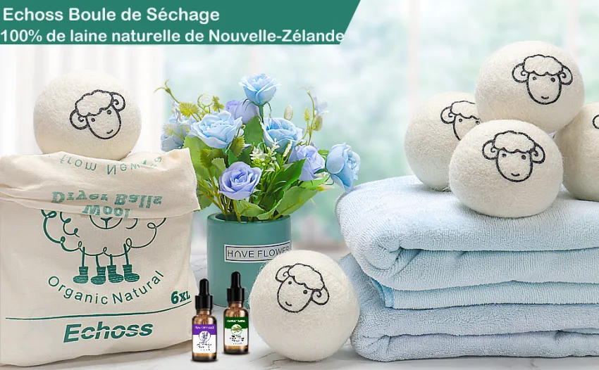 Drying Ball for Dryer Reusable Anti-Wrinkle Dryer Scented Balls Reduces Drying Time Natural Fresh Scent Laundry Stain Remo - Echoss Boule de Séchage