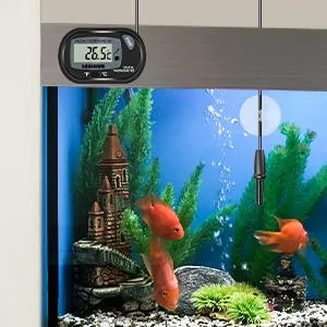Thlevel LCD Digital Aquarium Thermometer, Fish Tank Thermometer with Water-Resistant Sensor Probe and Suction Cup for Reptile, Turtle Incubators, Terrarium Water Thermometer (4) - Aquarium Thermometer