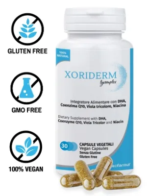 XORIDERM LYCOMPLEX Nutritional Supplement Useful for Maintaining Normal Skin | Soothing and Protective Action | 30 Capsules - product information 2